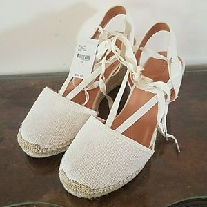 Lace up espadrille wedges